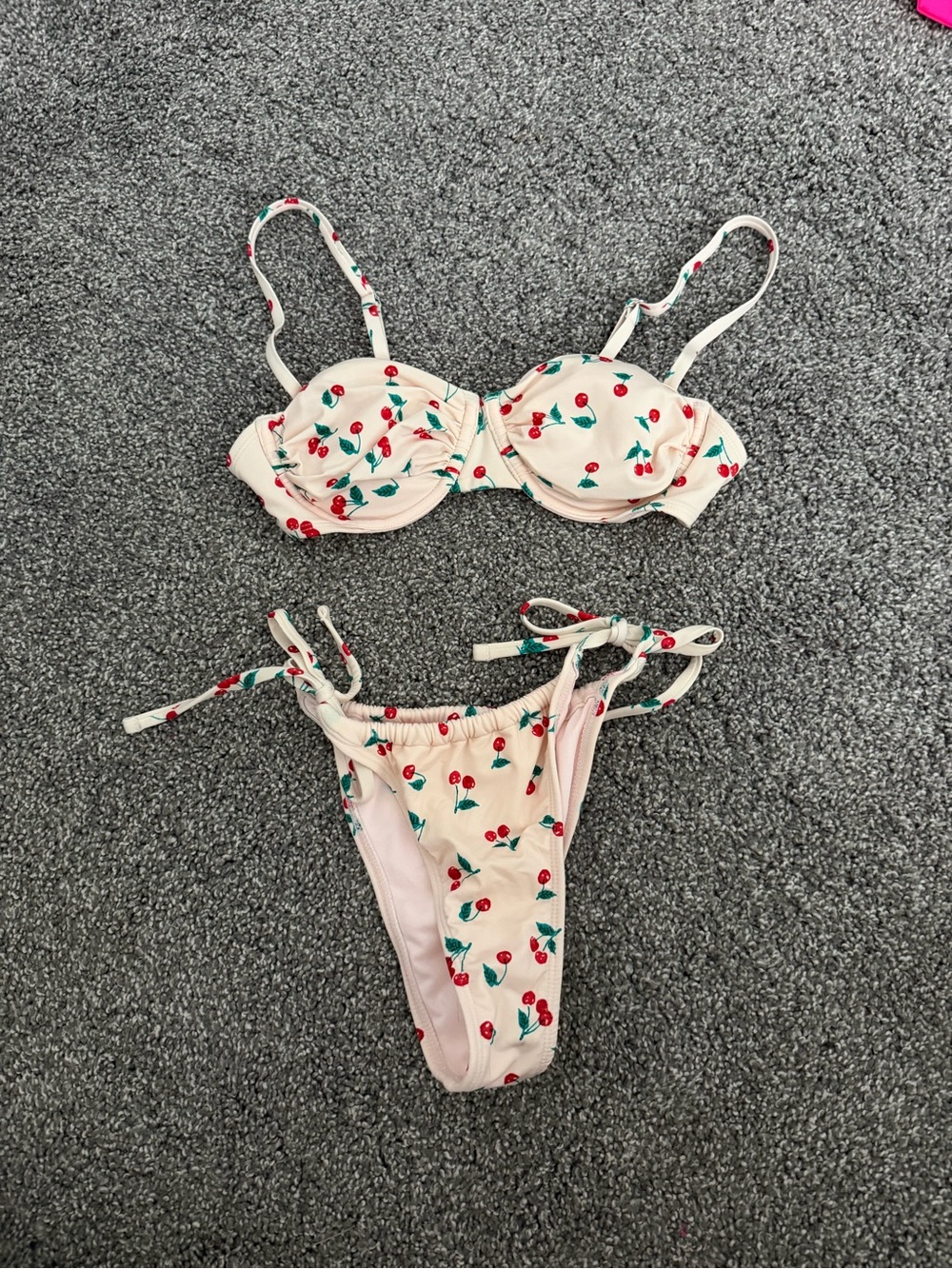 wild fable Cream Cherry Print Bikini Set
